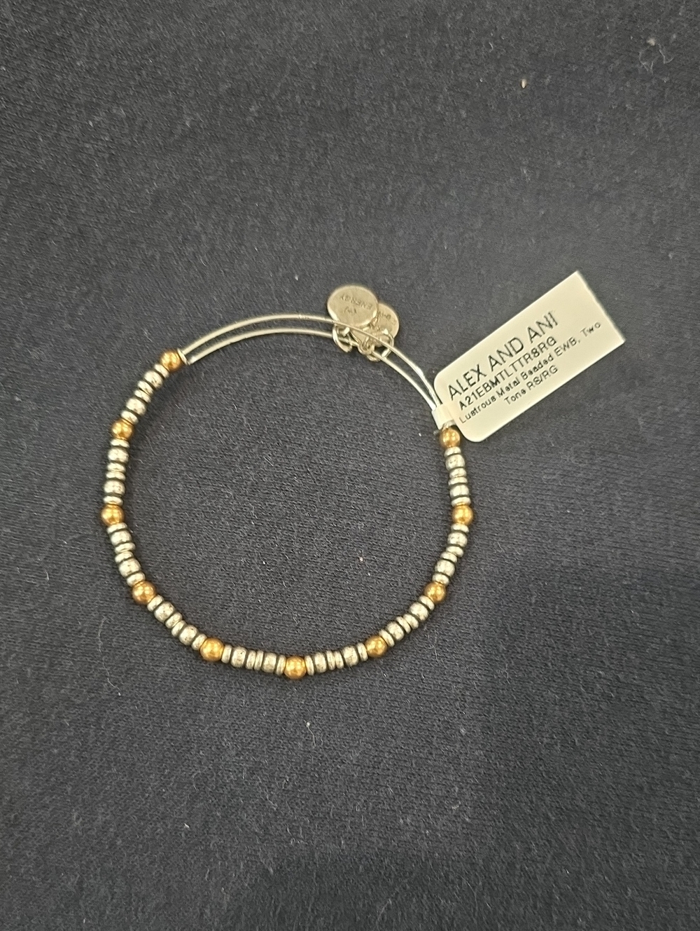 NWT Alex and Ani Two-Tone Beaded Expandable Bracelet - Gold & Silver